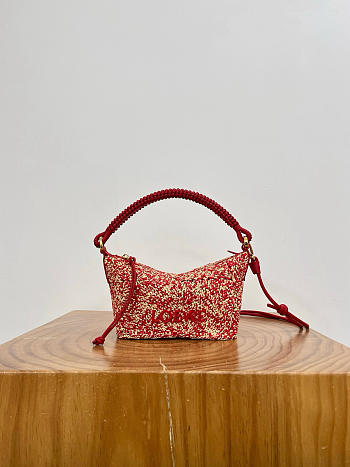 Loewe Cala Mini Bag in Melange Raffia Red - 26x13x10cm