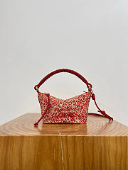 Loewe Cala Mini Bag in Melange Raffia Red - 26x13x10cm - 6