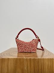 Loewe Cala Mini Bag in Melange Raffia Red - 26x13x10cm - 4