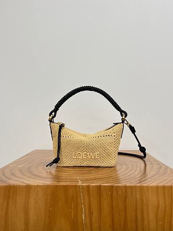 Loewe Cala Mini Bag in Melange Raffia Natural/Black - 26x13x10cm