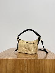 Loewe Cala Mini Bag in Melange Raffia Natural/Black - 26x13x10cm - 2