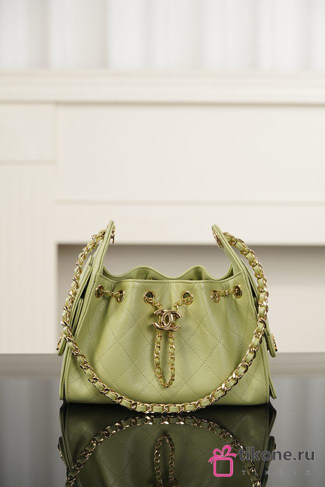 Chanel 25 Mini Handbag Grained Calfskin & Gold-Tone Metal Green - 22x20x12.5cm - 1