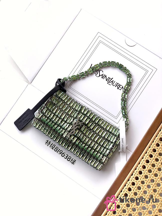 YSL Evening Bag In Crystals Green - 18x7.5x2.5cm - 1