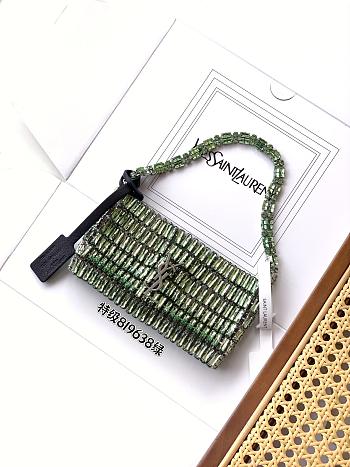 YSL Evening Bag In Crystals Green - 18x7.5x2.5cm