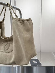 Chanel Small Shopping Bag Suede & Gold-Tone Metal Beige AS6191 - 43x20x17cm - 6