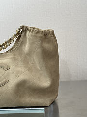 Chanel Small Shopping Bag Suede & Gold-Tone Metal Beige AS6191 - 43x20x17cm - 5