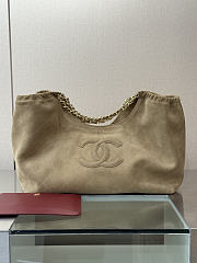 Chanel Small Shopping Bag Suede & Gold-Tone Metal Beige AS6191 - 43x20x17cm - 2