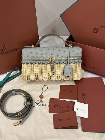 Loro Piana Extra Bag L23 Ostrich Leather Malt/Yerba Mate/Sun Gold (B6WI) - 23x12x7cm