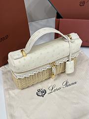Loro Piana Extra Bag L23 Ostrich Leather White - 23x12x7cm - 3
