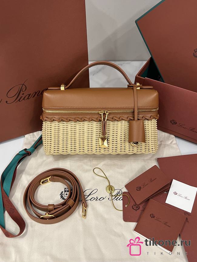 Loro Piana Extra Bag L23 Calfskin Camel - 23x12x7cm - 1