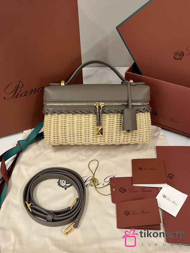 Loro Piana Extra Bag L23 Calfskin Gray - 23x12x7cm - 1