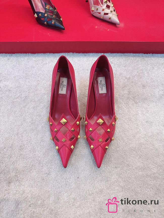 Valentino Studdy Kidskin Pumps Red 100mm - 1