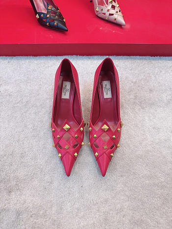 Valentino Studdy Kidskin Pumps Red 100mm