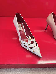 Valentino Studdy Kidskin Pumps White 100mm - 4