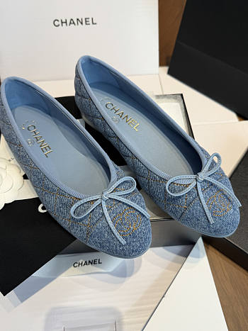 Chanel Ballet Flats Denim Blue 28129	