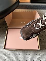 Miumiu Bubble Embroidered Technical Fabric and Suede Sneakers Dark Brown 5E808E - 5