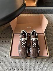 Miumiu Bubble Embroidered Technical Fabric and Suede Sneakers Dark Brown 5E808E - 3