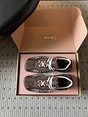 Miumiu Bubble Embroidered Technical Fabric and Suede Sneakers Dark Brown 5E808E - 2