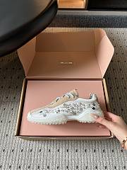 Miumiu Bubble Embroidered Technical Fabric and Suede Sneakers Ivory 5E808E - 1