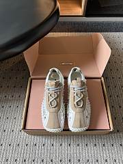 Miumiu Bubble Embroidered Technical Fabric and Suede Sneakers Ivory 5E808E - 6