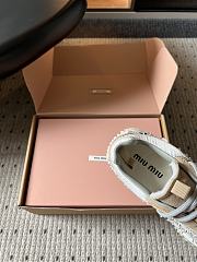 Miumiu Bubble Embroidered Technical Fabric and Suede Sneakers Ivory 5E808E - 5