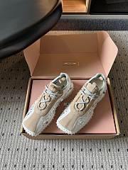 Miumiu Bubble Embroidered Technical Fabric and Suede Sneakers Ivory 5E808E - 4