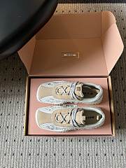 Miumiu Bubble Embroidered Technical Fabric and Suede Sneakers Ivory 5E808E - 3