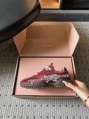 Miumiu Bubble Embroidered Technical Fabric and Suede Sneakers Burgundy 5E808E - 1