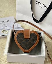 Celine Triomphe Canvas Calfskin Heart Tambour Bag Tan - 15x12x7cm - 4