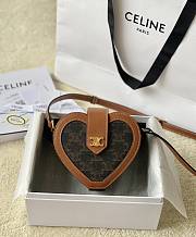 Celine Triomphe Canvas Calfskin Heart Tambour Bag Tan - 15x12x7cm - 2