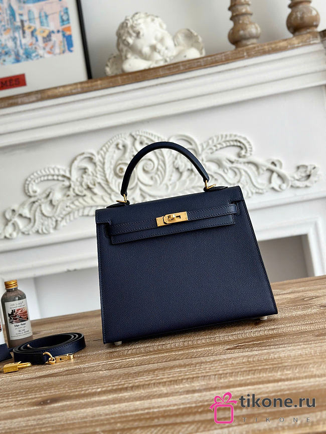 Hermes Kelly 25 Epsom Leather Gold Hardware Navy - 25x18x10cm - 1