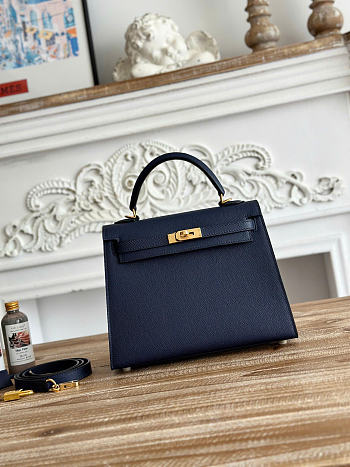 Hermes Kelly 25 Epsom Leather Gold Hardware Navy - 25x18x10cm