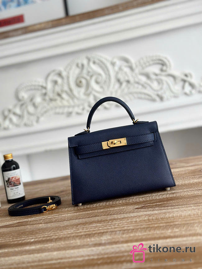 Hermes Kelly 19 Epsom Leather Gold Hardware Navy - 20x13x6cm - 1