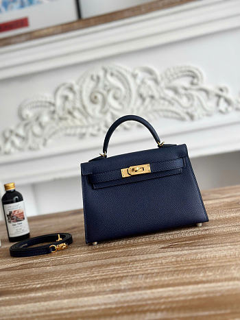 Hermes Kelly 19 Epsom Leather Gold Hardware Navy - 20x13x6cm