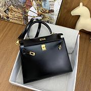 SALE Hermes Kelly 25 Box Leather Gold Hardware Black - 25x17x7cm - 2
