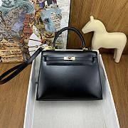 SALE Hermes Kelly 25 Box Leather Gold Hardware Black - 25x17x7cm - 5