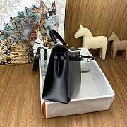 SALE Hermes Kelly 25 Box Leather Silver Hardware Black - 25x17x7cm - 5