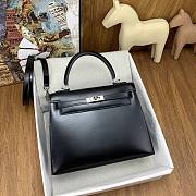SALE Hermes Kelly 25 Box Leather Silver Hardware Black - 25x17x7cm - 4