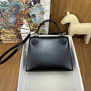 SALE Hermes Kelly 25 Box Leather Silver Hardware Black - 25x17x7cm - 3