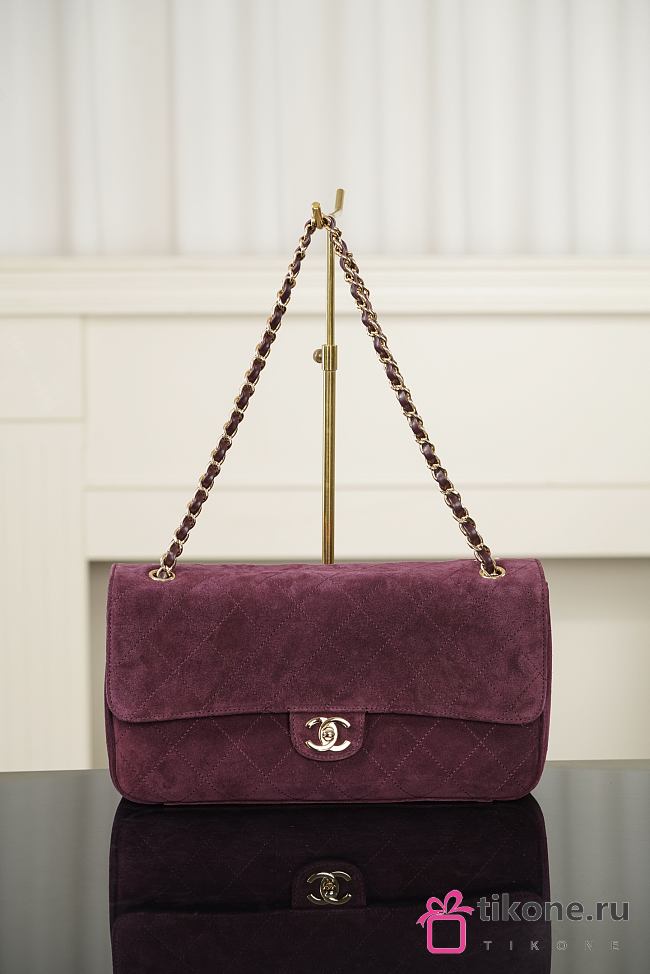 Chanel Maxi Flapbag Suede Calfskin & Gold-Tone Metal Burgundy AS6627 - 32x19.5x10cm - 1