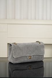 Chanel Maxi Flapbag Suede Calfskin & Gold-Tone Metal Gray AS6627 - 32x19.5x10cm - 6