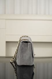 Chanel Maxi Flapbag Suede Calfskin & Gold-Tone Metal Gray AS6627 - 32x19.5x10cm - 4