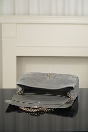 Chanel Maxi Flapbag Suede Calfskin & Gold-Tone Metal Gray AS6627 - 32x19.5x10cm - 3