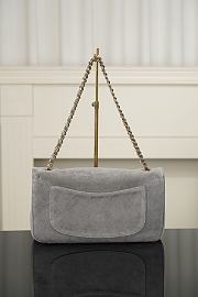 Chanel Maxi Flapbag Suede Calfskin & Gold-Tone Metal Gray AS6627 - 32x19.5x10cm - 2