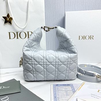 Small Dior Toujours Hobo Bag Ice Blue Cannage Lambskin - 22.5x14x7.5cm