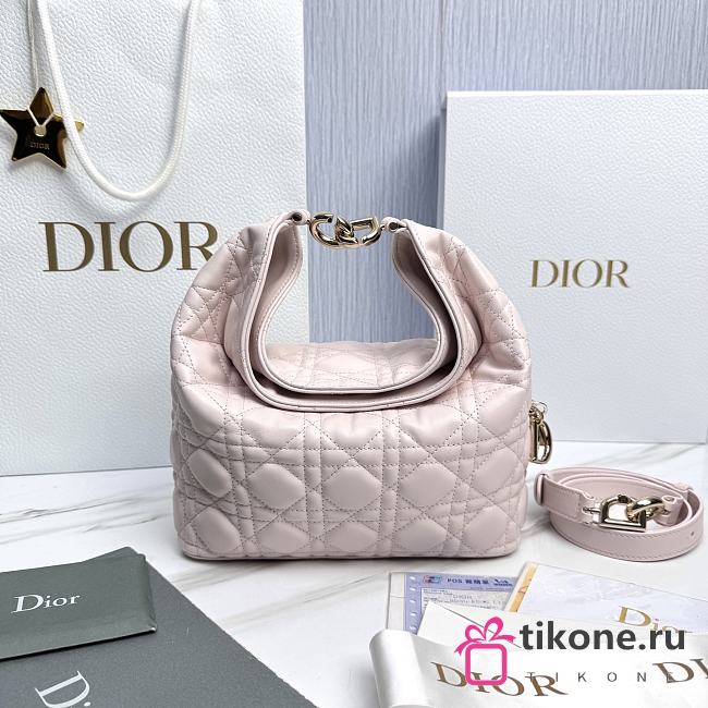 Small Dior Toujours Hobo Bag Ballet Pink Cannage Lambskin - 22.5x14x7.5cm - 1