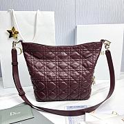 Small Dior Toujours Hobo Bag Deep Amaranth Cannage Lambskin - 22.5x14x7.5cm - 5