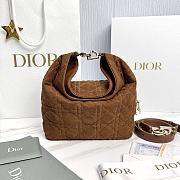 Small Dior Toujours Hobo Bag Marron Bobby Cannage Suede Goatskin - 22.5x14x7.5cm - 1
