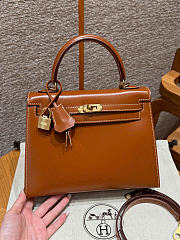 SALE Hermes Kelly 25 Box Leather Gold Hardware Cognac - 25x17x7cm - 2