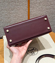 SALE Hermes Kelly 25 Box Leather Gold Hardware Burgundy- 25x17x7cm - 4
